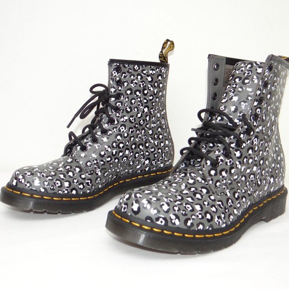 DR MARTENS 1460 Pascal leather boots Loud Leopard smooth gunmetal gray 39/8 - Picture 1 of 5